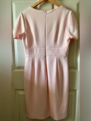 DKNY Pink Pleated Short Sleeve V-Neck Sheath Dress Sz 10 Autumn Wedding Guest thumbnail 9