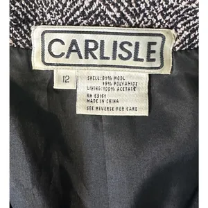 Vintage Carlisle Black White Marled tweed herringbone Pant Suit Wool Blend 12 thumbnail 15