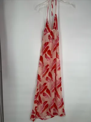 Vintage Beautiful Bottoms London rebranded ASCENO Pink Red Silk Halter Maxi thumbnail 8