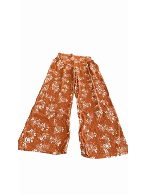 THREE DOTS TO Rust Floral Wide Leg Palazzo Pants - Size M thumbnail 6