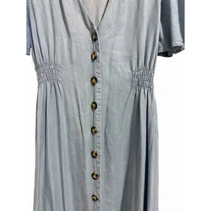 Zara Midi‎ Button UP Dress Lyocell Denim Lightweight V-Neck Women's Size Small thumbnail 7