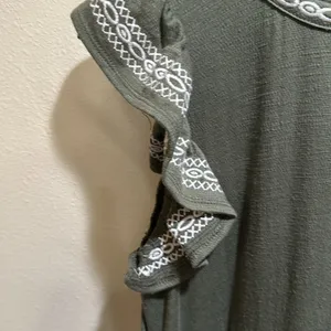 THML size small Flutter Sleeve Olive Dress thumbnail 7