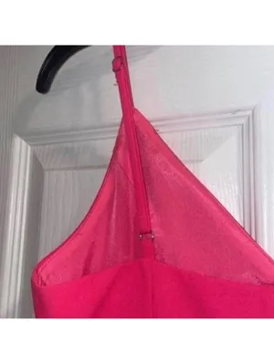 ✅NWT Do+Be Pink Spaghetti Strap Asymmetric Hem Fitted Hot Pink Dress thumbnail 9