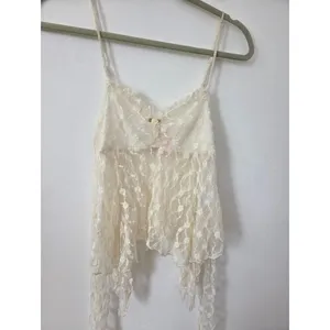 Nectar Lace Top Ivory Cream Fairy Festival Angel Coquette Sheer Y2K 90s Small thumbnail 9