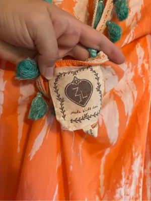 Anthropologie Z&L European Luxury Coral Tie Dye Beach Cover Up with Tassels thumbnail 9