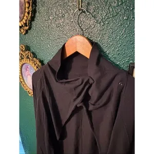 Lululemon Rulu Rally Wrap Women 4 Black Snap Neck Open Cardigan Cozy Stretch thumbnail 2