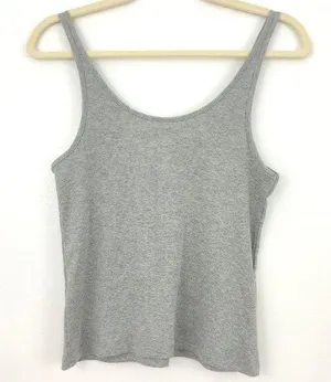 Abound New Cropped Henley Tank Top Scoop Neck Ribbed Heather Grey thumbnail 4