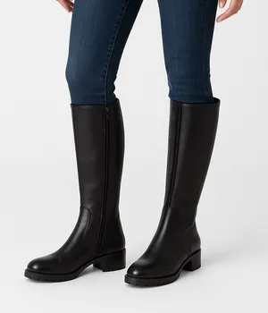 DONALD J PLINER black leather size 6 TALL FLAT RIDING boots Bixbi3-35- c thumbnail 1