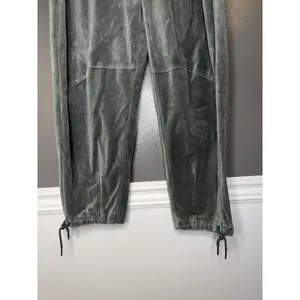Urban Outfitters Velour Pants Womens Medium Green Jogger Drawstring Relaxed Fit thumbnail 3