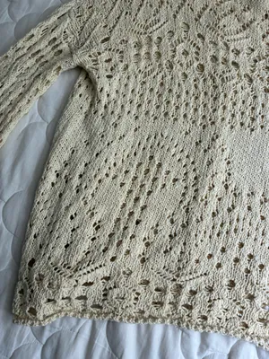 Free People Cream Open Knit Oversized Sweater thumbnail 3