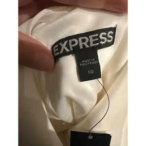 EXPRESS | NWT Woman's Off White Strappy Lace‎ Hem Shift Mini Dress, Size 10 thumbnail 6