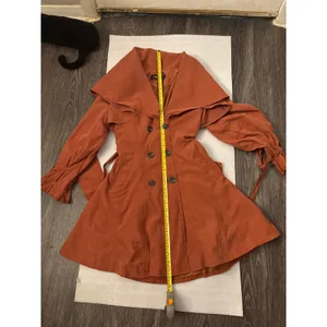 Brown Double Breasted Capelet Trench Coat S NEW Classic Retro Glam Preppy Retro thumbnail 9