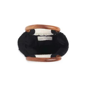 Laude The Label Women's Gabby Mini Macrame Bag Boho Striped Black‎ White OS thumbnail 2