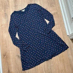 BODEN‎ | Woman's Blue Polka Dot Confetti Long Sleeve Swing Tunic Mini Dress, 8R thumbnail 8