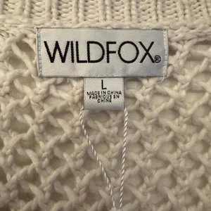 Wildfox Woven Women’s Pinkish Lavendar Cream Sweater Size Large thumbnail 8