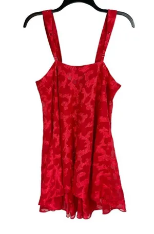 Vtg Victoria’s Secret Red Semi Sheer Slip Dress Sz Medium Babydoll thumbnail 2