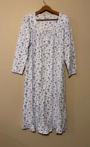 Eileen West Floral Cotton Ballet Nightgown Blue Size Small thumbnail 1