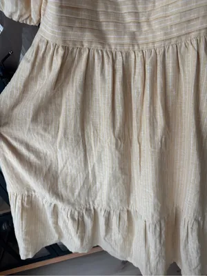 Abercrombie Emerson midi dress linen puff short sleeve butter pockets squareneck thumbnail 9