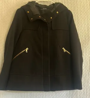 Zara Women's Black Utility Jacket with Gold Accents thumbnail 1