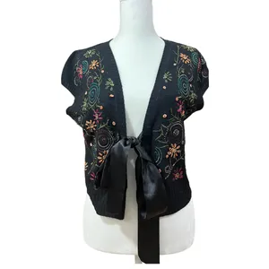 Sugarlips Y2K Embroidered Short Sleeve Cardigan Ribbon Tie Sweater M thumbnail 2