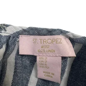 St. Tropez West Striped Linen Shift Dress Blue White Coastal Sleeveless Size 2 thumbnail 5