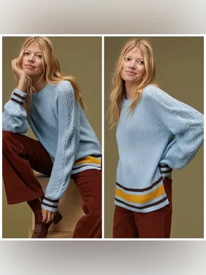 Anthropologie Sky Striped Sweater Size‎ Medium thumbnail 2