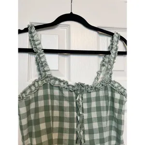 Hesperus Gingham Pattern Ruffle Top Sleeveless Mini Dress Medium thumbnail 4