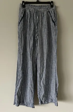 Briggs Linen Blend Striped Wide Leg Pants Size Medium Coastal Beachy Boho thumbnail 1