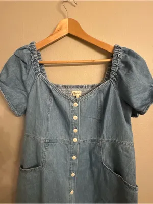 MADEWELL Denim Puff-Sleeve Mini Dress thumbnail 4