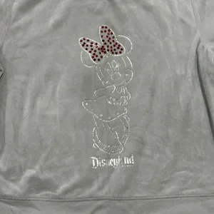 Disney Parks Disneyland Minnie Mouse Velour‎ Rhinestone Zip Up Hoodie Gray XL thumbnail 6