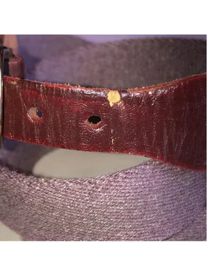 Vintage Woven Fabric and Brown Burgundy Leather Belt thumbnail 2