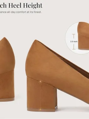 Benassal Women's Tan Block Heel Pumps with Bow and Metal Accent Size 8.5 thumbnail 5