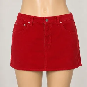 Universal Thread Womens Red‎ Corduroy Mini Skirt Size 12 Cotton 5-Pocket Classic thumbnail 1
