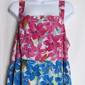 Tiered Floral Maxi Dress Square Neck Smocked Bodice Strappy Summer Vacation thumbnail 3