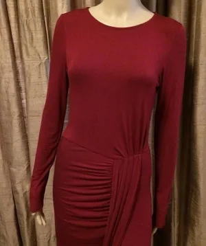 CQ by CQ High/Low Burgundy Goddess Draped Dress thumbnail 3