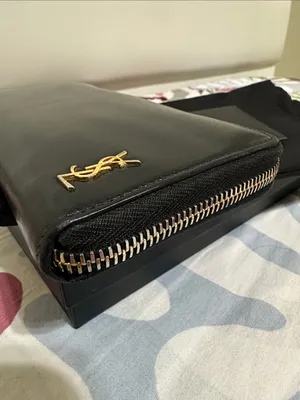 Yves Saint Laurent Black Leather Zip-Around Wallet with Gold YSL Emblem thumbnail 5