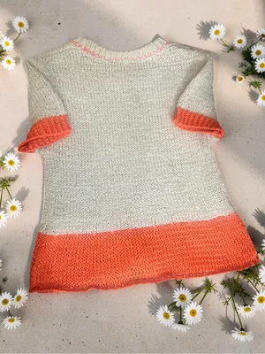 Zara Cream Coral Orange Open Knit Short Sleeve Top Size S thumbnail 15