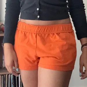 SHEIN Orange French Terry Elastic Waist Lounge Shorts with Pockets Small thumbnail 3