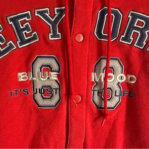 Vtg 90s Disney Eeyore Blue Mood #68 Hoodie‎ Womens L Red Snap Retro Streetwear thumbnail 3