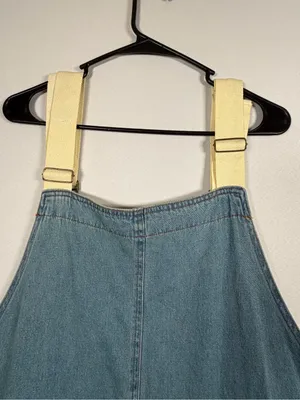 Women’s Denim Overalls Size M Light Wash Distressed Cropped Baggy Utility thumbnail 6