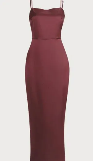 RIHOAS The Red Back Slit Satin Sling Maxi Dress 2 thumbnail 5