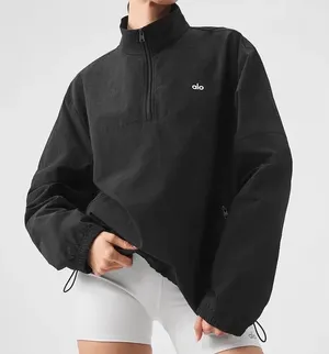 Alo Yoga Lightweight Takeaway Track Pullover Black M thumbnail 1