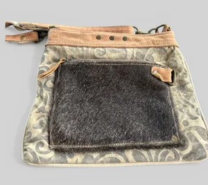 Myra Bag calf hair printed crossbody bag with leather accents western boho chic thumbnail 1