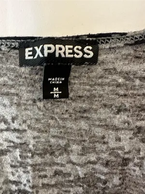 Express Gray Black Heathered Sequin Scoop Neck Tank thumbnail 2