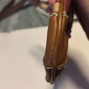 Gap Red And Tan Leather Fish Wristlet Super Cute Preloved thumbnail 4