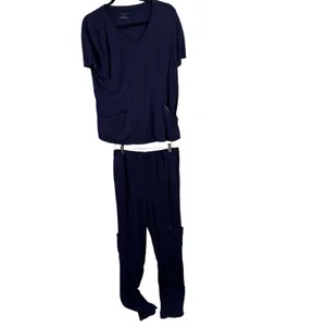 Jaanuu Princess‎ Seams V-Neck Scrub Top Cesi Slim Leg Navy Blue READ Women XL/LT thumbnail 2