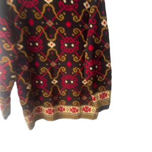 Lands' End Women's Medium Chunky Knit Black‎ Geometric Pattern Crew Neck Sweater thumbnail 6