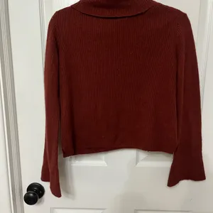 Madewell Bell Sleeve ribbed Turtleneck Sweater size small red‎ / brown thumbnail 5