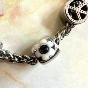 Silver tone bird flower peace owl charm bracelet thumbnail 7