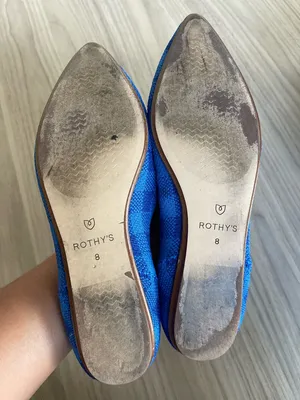 Rothy's Blue Knit Slip-On Flats with Green Insole thumbnail 8